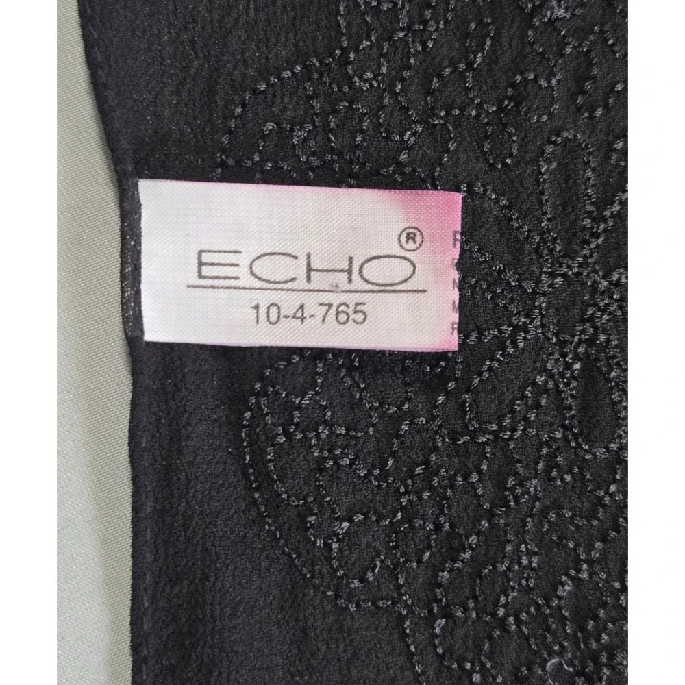 Echo Scarf‎ Shawl Floral Medallion 59x11.5 Black Sheer Embroidered Rayon